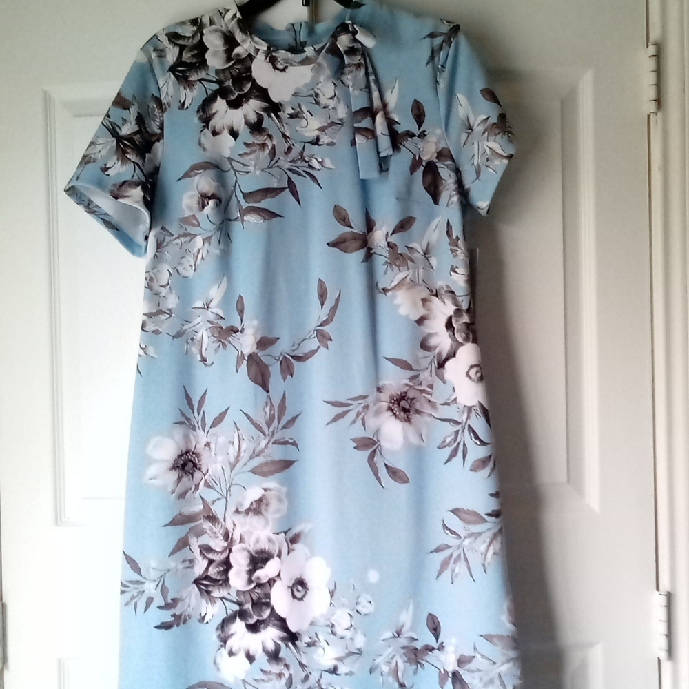 Shelby & Palmer Floral Dress with Bow Neckline